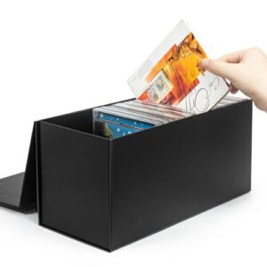 Tutata Caixa de Armazenamento de CD e DVD - Suportes de Disco Duráveis de 13 x 14,5 x 30 cm com Tampa Magnética, Armazene até 30 Unidades - Preto (1 Unidade) (CDs)