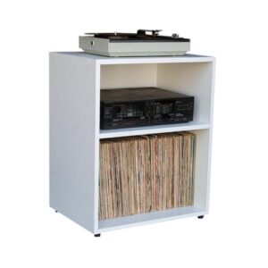 Serena Estantes Rack para Discos de Vinil LPs EV-260 - 2 Prateleiras Moderno - Organizar Discos de Vinil - Compartimento para Passagem de Fiação Receiver - 66 cm x 55 cm x 40 cm (Discos de Vinil)