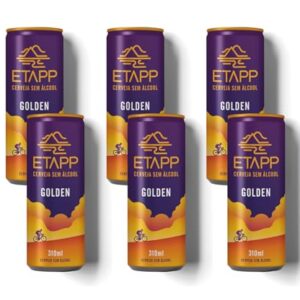 Cerveja ETAPP Golden Sem Álcool, 310ml, Artesanal, Leve, Equilibrada, Frescor Natural, Notas Florais, Refrescante e Saborosa, Ideal para Pós-Treino (6 Latas) (Cervejas)