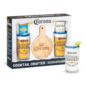Marketplace Brands Corona Beer Conjunto de 5 peças Cokctail Crafter com dois copos e placa de borda (Cervejas)