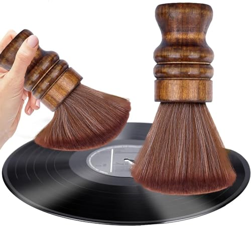 Escova de limpeza de discos de vinil - Escova de limpeza de discos de áudio - Pincel macio de madeira para toca-discos, design retrô, antiestática, limpeza de poeira, acessórios para discos (marrom) (Discos de Vinil)