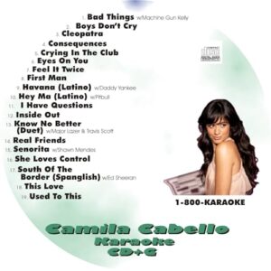 Camila Cabello Karaoke CD+G, 19 Hit Songs Collection, Featuring Senorita, Havana Latino, South of the Border - REO Speedwagon (CDs)