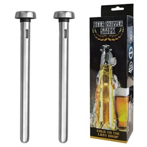 DERNORD Bastão para refrigerador de cerveja – Pacote com 2 varas de resfriamento de bebidas de aço inoxidável para bebidas engarrafadas, bebidas frias, vinho, bebidas frias, varas de resfriamento para (Cervejas)