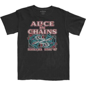 Camiseta masculina unissex Alice in Chains Totem Fish Official, Preto, GG (CDs)