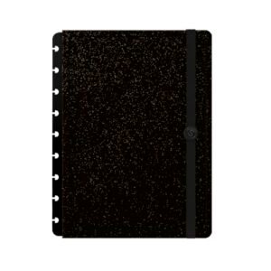 Capa e Contracapa Iscool Disc Para Caderno M Solid Glitter Preto (Discos de Vinil)