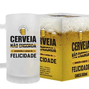 Caneca de Vidro 500ml Premium para Cerveja Chopp Drink Especial Personalizado Uso Diário Bar Churrasco Presente Aniversário Festa na Piscina Confraternização Happy Hour Amigo Oculto (Cervejas)