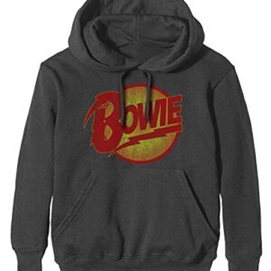 David Bowie Moletom masculino vintage com capuz com logotipo Diamond Dogs carvão, Cinza carvão, GG (CDs)