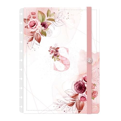 Capa e Contracapa Iscool Disc Para Caderno Monograma Floral Branco E Rosa Letra S (G (20 x 27,5 cm)) (Discos de Vinil)
