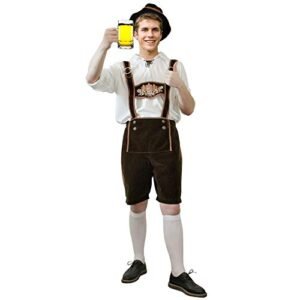 Brwoynn Oktoberfest Fantasia de Halloween para homens, conjunto bávaro alemão para adultos, Marrom, branco, GG (Cervejas)