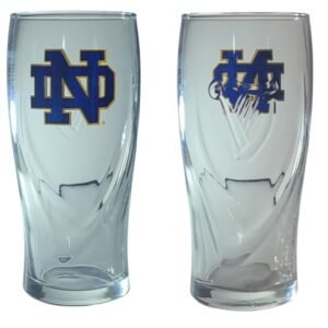 Copos de cerveja Notre Dame Fighting Irish Guinness em relevo com design de harpa, conjunto de 2 (monograma) (Cervejas)