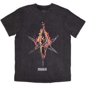 Camiseta Bring Me The Horizon Flame Hex And Text Logo Snow Wash Preta, Preto, P (CDs)