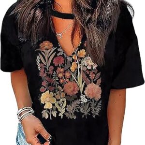 Camiseta feminina sexy com decote em V Smooth As Tennessee Whiskey Sweet As Strawberry Wine e música country manga curta, Preto-101, XGG (Cervejas)