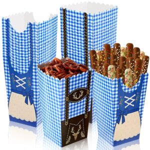 AmazingSpark 100 caixas de pipoca para festa Oktoberfest, cerveja, festival, pretzel, canecas, caixas de pipoca, para cinemas Oktoberfest, decorações de festa bávara (fofa, azul) (Cervejas)