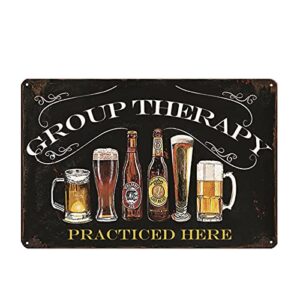 CWEIDP Placas de cerveja para decoração de parede de bar, placa de metal para pátio, quintal e piscina, terapia de grupo praticada aqui pequenas placas vintage personalizadas para decoração de casa, decoração de arte ao ar livre, 20 x 30 cm (Cervejas)