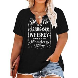 Camiseta feminina plus size lisa como Tennessee Whiskey Sweet As Strawberry Wine Camiseta feminina com gola V música country camisetas de manga curta, Preto, 3G (Cervejas)