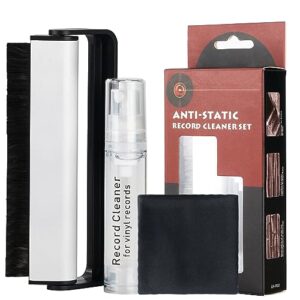 Jancane Kit de limpeza de discos de vinil, limpador de discos de toca-discos 3 em 1 inclui escova de limpeza de veludo antiestática macia e escova de limpeza de caneta (Discos de Vinil)