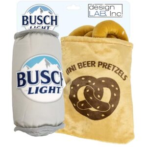 design LAB, Inc. Busch Light Beer Dog Toy | Pacote de brinquedos para cães | Brinquedo de lata de cerveja leve Busch e pretzel de aninhamento para cães | Brinquedos de nidificação para buscar (Cervejas)