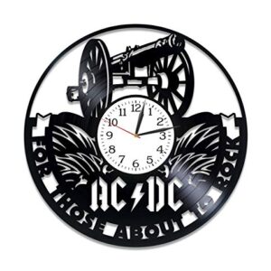 Kovides Presente de aniversário para fãs AC/DC, relógio de banda de hard rock, relógio de parede de vinil retrô, disco retrô, presente exclusivo AC/DC, arte de rock, ideia de presente de Natal para (Discos de Vinil)