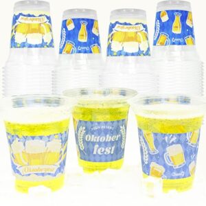 Decodinli Pacote com 40 copos Oktoberfest de 40 g para festa, copos de plástico transparente bávaro, copos descartáveis de cerveja alemã, decoração temática Oktoberfest, suprimentos de festa (Cervejas)