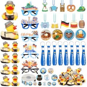 Equsion 120 peças Oktoberfest lembrancinhas de festa de pato de borracha, 1000 peças, adesivo, colar, botão, pulseira, chaveiro, porta-fotos, adereços para festivais de cerveja bávaros alemães (Cervejas)