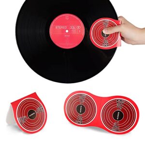 NUSWOR 2 peças de limpador e protetor de discos de vinil antiestático - Manipulador e pinça LP de fibra macia para toca-discos (Discos de Vinil)