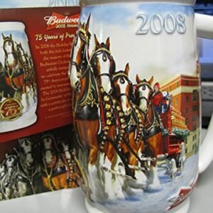 Budweiser Caneca de cerveja 2008 Clydesdale 75th holiday beer stein (Cervejas)