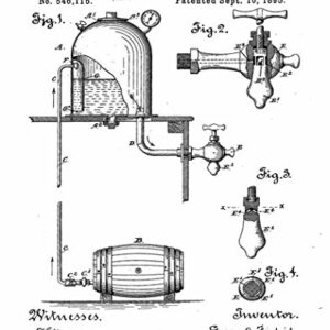 1895 STEAM BEER: Impressão artística patenteada clássica. (impressão de 20 x 25.4 cm) (Cervejas)
