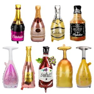 9 balões de champanhe, balões de alumínio com tema de cerveja STNRST-IN Beer, copo de garrafa de uísque, balão de alumínio para feliz aniversário, casamento, noivado, celebração, artigos de despedida (Cervejas)