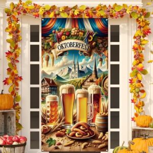 Oktoberfest Capa de porta Octoberfest cenário fotográfico festival de cerveja bávaro alemão decorações de festa e suprimentos para casa - 71 × 89 cm (Cervejas)