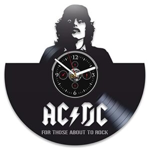Kovides Relógio de parede grande com disco de vinil AC/DC, preto, 30,5 cm (Discos de Vinil)