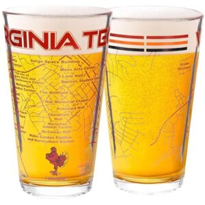 Greenline Goods Conjunto de 2 copos de cerveja Virginia Tech - Logotipo Hokies colorido e mapa do campus - Ideia de presente Hokies para graduados e ex-alunos - Copos universitários (Cervejas)