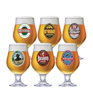 Ruvolo, Taça Rótulos Beer Master, Taça de Vidro, para Cerveja Claras 380ml 6 pcs (Cervejas)