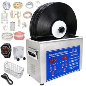 Limpador ultrassônico de discos de vinil de 6,5 L, 40 kHz 180 W, máquina de limpeza ultrassônica de vinil, para joias de CD de vinil, moedas, peças pequenas de metal, placa de circuito, ferramentas de (Discos de Vinil)