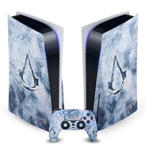Head Case Designs Officially Licensed Assassin's Creed Glacier Logo Rogue Key Art Vinyl Faceplate Gaming Skin Decal Compatible With Sony PlayStation 5 PS5 Disc Edition Console & DualSense Controller (Discos de Vinil)