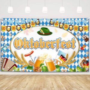 MEHOFOND Banner de decoração Oktoberfest de 1,8 x 1,1 m para decoração de festa da Oktoberfest, bandeira de cheque bávara, tema alemão, suprimentos para festivais de cerveja, banner, adereços de (Cervejas)