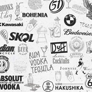 Papel de Parede Adesivo Gourmet Adesivo Bar Cerveja Drink Vintage Retrô (Cervejas)