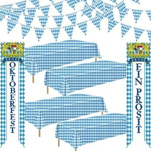 ZYP Kit De Decorações Da Oktoberfest, Suprimentos Para Festa Alemã, Banner Da Bandeira Da Oktoberfest, Toalha De Mesa Decoração, Acessórios Para Festa De Festival De Cerveja (Cervejas)