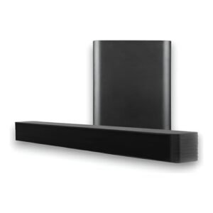Soundbar com Subwoofer, Sistema de Som 2.1 Canais, 130W RMS, Preto, Bivolt, com Controle Remoto, Cabo Óptico e Mini Jack, 65cm x 7cm x 9cm (Equipamentos)