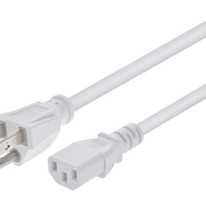Monoprice Cabo de alimentação – 3 metros – Branco | NEMA 5-15P para IEC 60320 C13, 18AWG, 10A, 125V, 3 dentes, para PC, adaptador AC, laptop, monitor, projetor (Equipamentos)