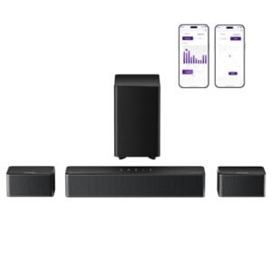 ULTIMEA Barra de som 5.1, sistema de som surround Dolby Atmos de 410 W para TV, barras de som 3D para Smart TV com subwoofer, surround e graves ajustáveis, áudio doméstico com controle de aplicativo (Equipamentos)