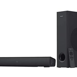 Creative Barra de som Stage V2 2.1 com subwoofer, diálogo claro e surround por Sound Blaster, Bluetooth 5.0, TV ARC, áudio óptico e USB, montagem na parede, graves e agudos ajustáveis, para TV (Equipamentos)