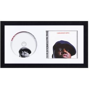 eletecpro Moldura de CD, moldura para exibição de CD de 33,3 x 16,6 cm para disco de música e capa na mesa, capa clássica para álbum com 2 tapetes de dois lados (4 cores), caixa de exibição de parede (CDs)