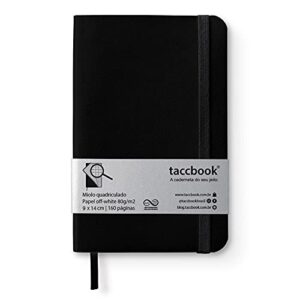 Caderneta Quadriculada taccbook® cor Preta 9x14 cm Capa Flexível (CDs)