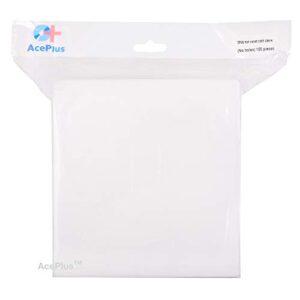 AcePlus Pacote com 100 capas de plástico brancas frente e verso para CD/DVD – não tecido, sem furos, comporta até 2 discos cada (CDs)