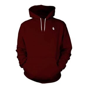 Blusa Moletom Capuz Hyve Fechado Canguru Abrigo De Frio Top (G, Vinho-Branco) (Vinhos)