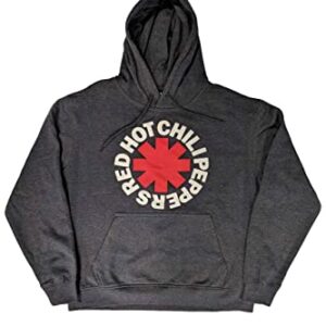 Red Hot Chili Peppers Moletom com capuz clássico Asterisk oficial unissex carvão pulôver, Cinza, M (CDs)