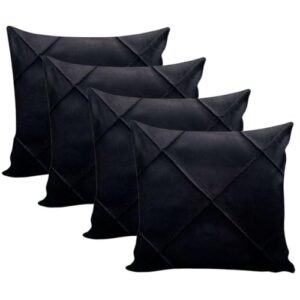 Kit 04 Almofadas Cheias Em Suede Drapeada 45x45cm Decorativas Sala Quarto Sofá(4 PRETO) (CDs)
