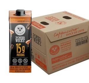 3 Corações Bebida Láctea Cappuccino Power Whey Doce de Leite 15g de Proteína com Cafeína 250ml - 12 unidades (Café)
