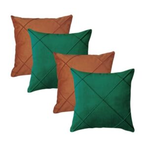 Kit 04 Almofadas Cheias Em Suede Drapeada 45x45cm Decorativas Sala Quarto Sofá(2 TERRACOTA + 2 VERDE) (CDs)