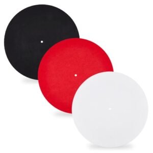 DICOSMETIC 3 peças, 3 cores, toca-discos, tapete de feltro, 29 x 0,25 cm, tapete giratório antiderrapante, vermelho, preto, branco, plano, redondo, para tocadores de discos de vinil domésticos (Discos de Vinil)